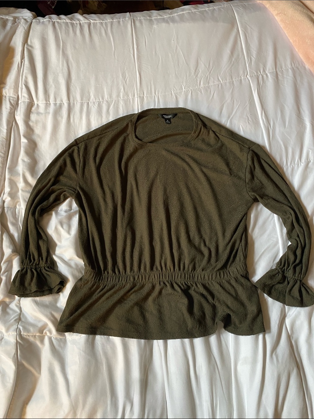 Simply Vera Vera Wang Olive Peplum Long Sleeve Top